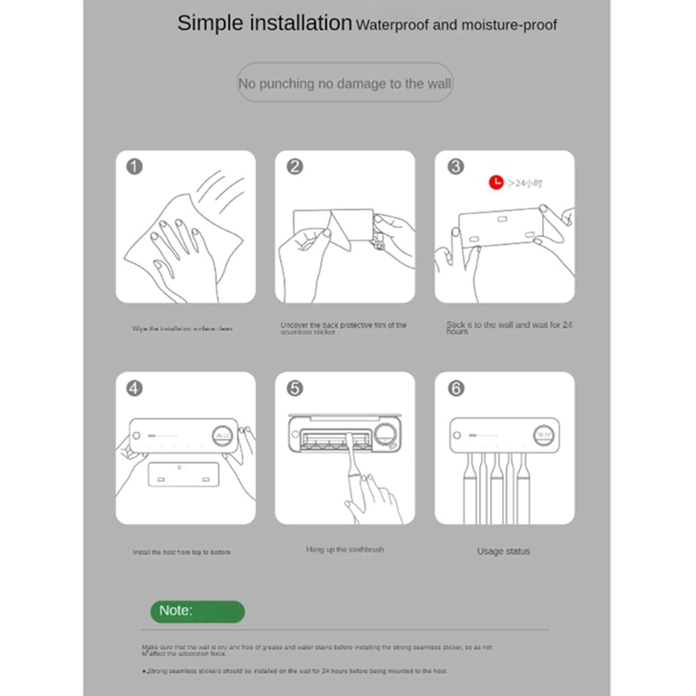 Sterilizzatore per spazzolino da denti UV porta spazzolino da denti da parete ricaricabile ad asciugatura con display a LED per bagno