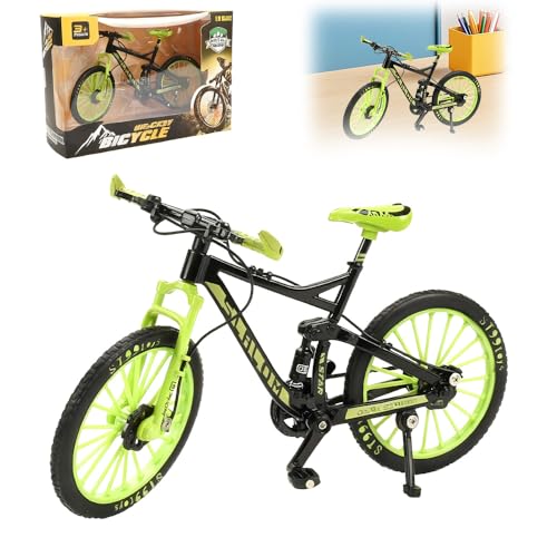 DAJASD Finger Fahrrad Modell, 1:8 Mountainbike Modell, Finger Mountainbike Spielzeug, Desk Craft Collection Geschenke und Fahrrad Deko für Büro, Zuhause, Verein, Unterricht(Grün)
