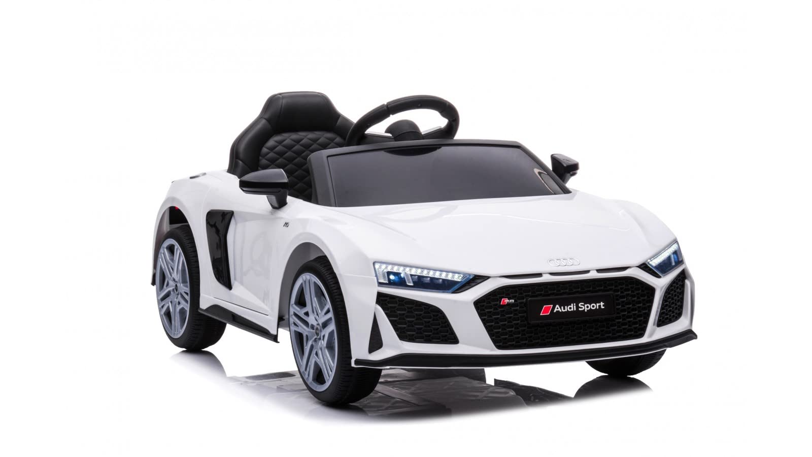 TOYSCAR Auto Macchina Elettrica 12V New Audi R8 Spyder per Bambini LED MP3 con Telecomando Sedile in Pelle Bianca