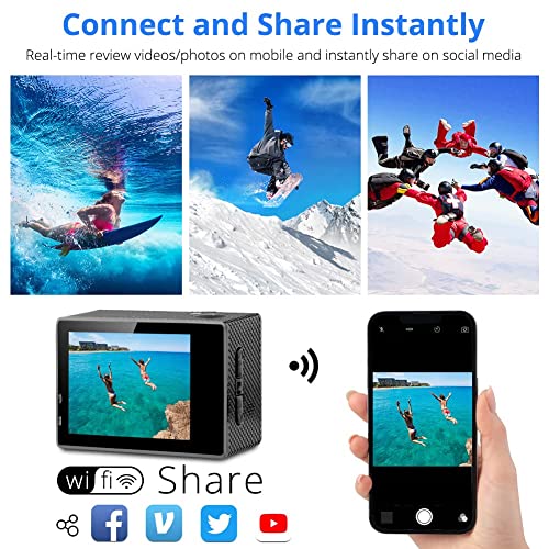 Dragon Touch Action Camera Vision 3 4K 20MP Underwater Waterproof Camera with Remote 170° Wide Angle WiFi Sports Cam with Mounting Accessories Kit by Dragon Touch - Image 6
