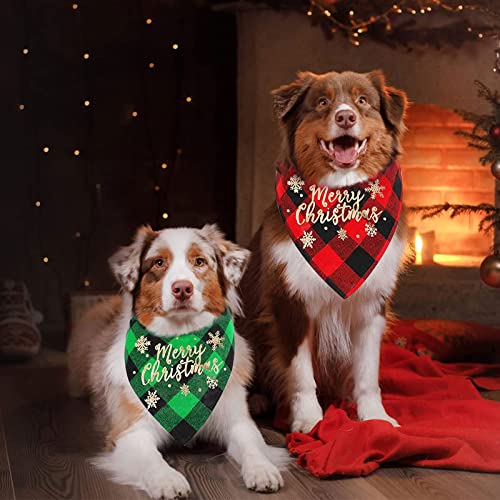 Hundehalstuch Weihnachten, 2 Stück Halstuch Hund, Hundekostüm Weihnachten, Hundebekleidung Zubehör, Hundehalstuch Bandanas, Klassisches Kariertes Hundehalstuch für Katzen Hunde
