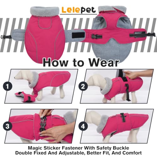 Image of Lelepet Dog Coat Reflective Waterproof Fleece Vest with Adjustable Buckle