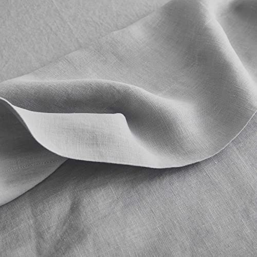 Sijo Premium Stone Washed French Linen 1 Flat Sheet (Dove, 1 Flat Sheet Only Full/Queen)
