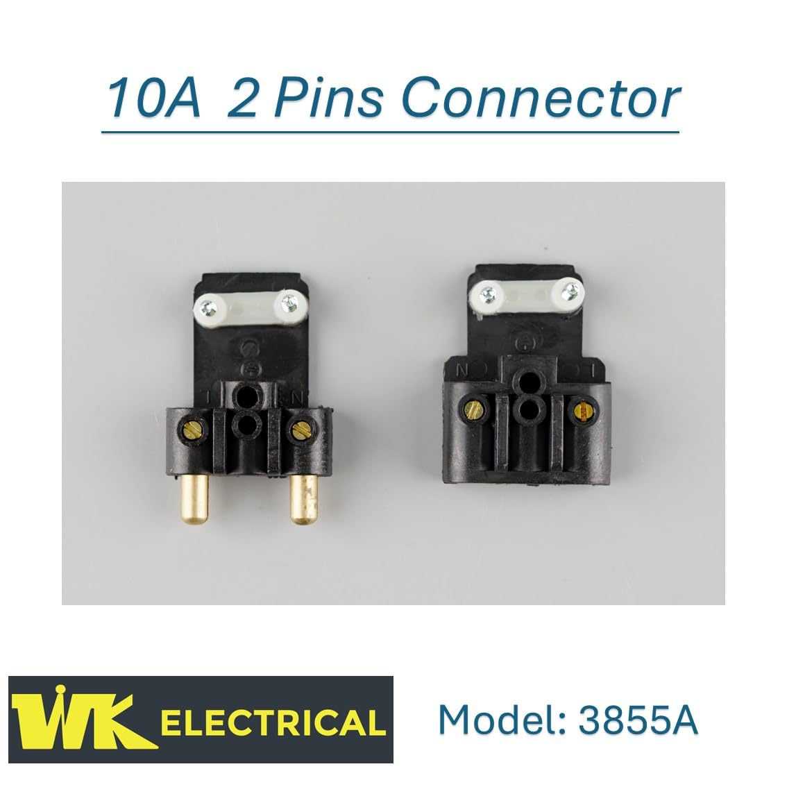 WK Electrical - Inline Plug and Socket Cable Connector, Impact Resistance (10A 2pins x 10pcs), Orange - Image 2