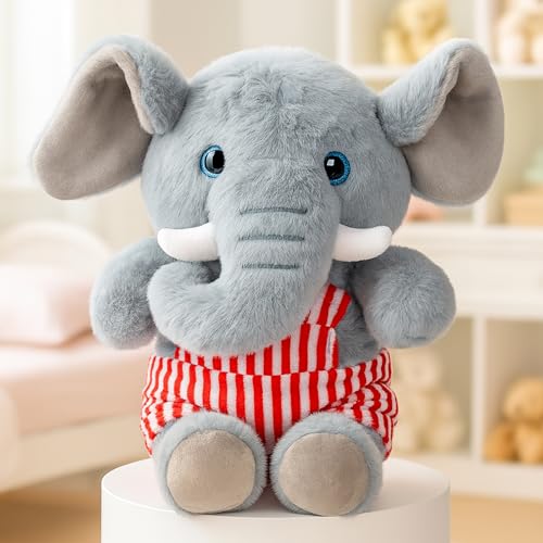 Image of Babique Dangri Elephant Stuffed Plush Animal | Teddy Bear Soft Toy |Ideal for Birthdays & Special Occasions Girls /Boys, Baby Kids -(Grey, 38Cm)