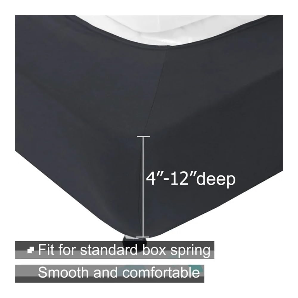 Copertura a molle, extra profonda, in jersey elasticizzato, avvolgente su 4 lati, adatta per letto matrimoniale, matrimoniale, king size (nero, queen size, 152,4 x 203,2 cm)