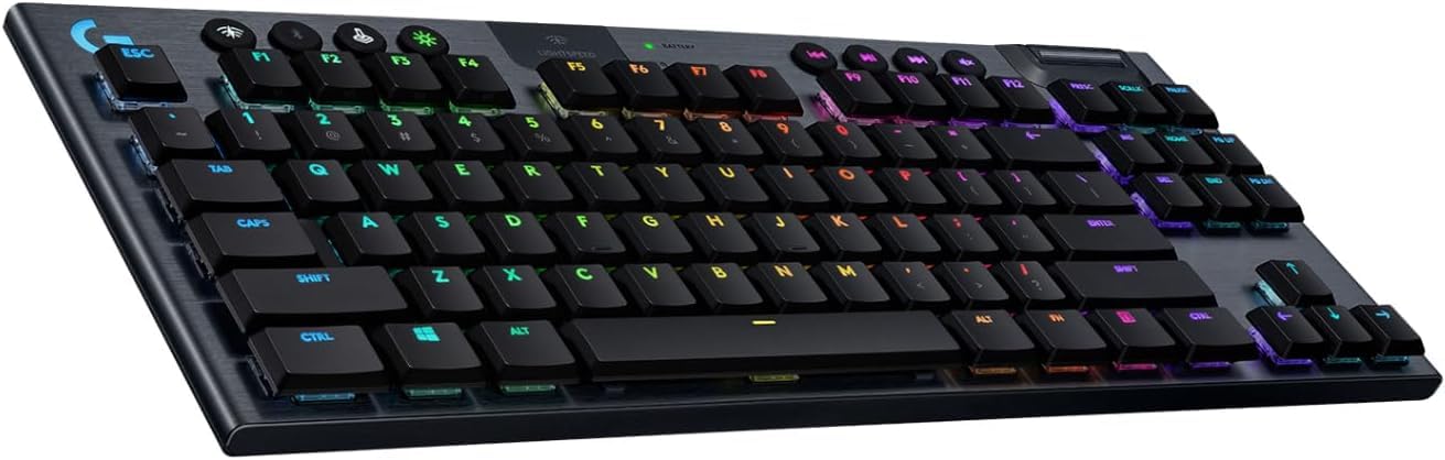 Logitech G G915 TKL Tenkeyless LIGHTSPEED RGB Mechanische Gaming-Tastatur | Für Laptop/PC, Low-Profile-Switches, LIGHTSYNC RGB, kabellos, Bluetooth, Deutsches QWERTZ-Layout - Schwarz