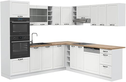 Vicco mobile cucina componibile R-Line cucina in stile country (bianco, angolo 247x237...