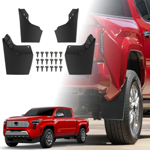 Image of Mud Flaps Compatible with Toyota Tacoma 2024 2025, Front and Rear Mud Splash Guard 4PC-Set, Driver and Passenger Sides Wheel & Tire Mudguards