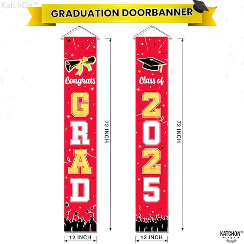 Image of KatchOn, Large 2025 Grad Door Banner - 72x12 Inch | Congrats Grad Banner 2025 for Red Graduation Decorations 2025 | Nursing Graduation Party Supplies Door Sign | graduation Decorations 2025 Red
