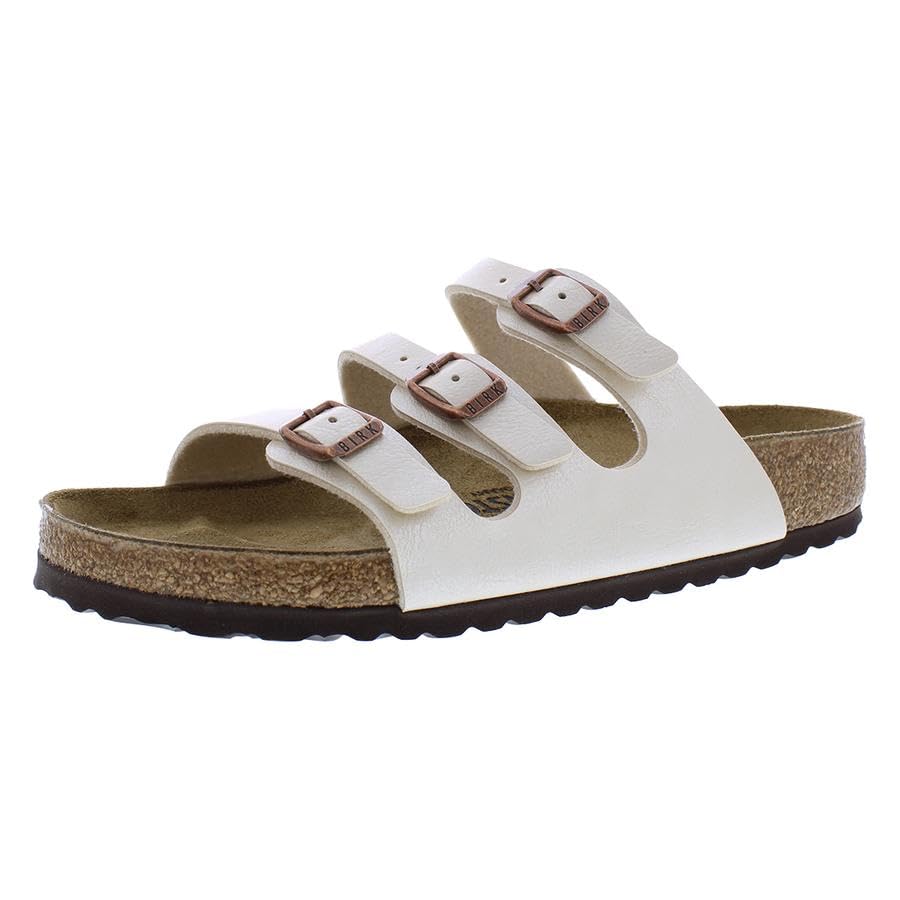 Image of Birkenstock Florida Unisex Shoes Size 4, Color: Graceful Pearl White /Dirty White