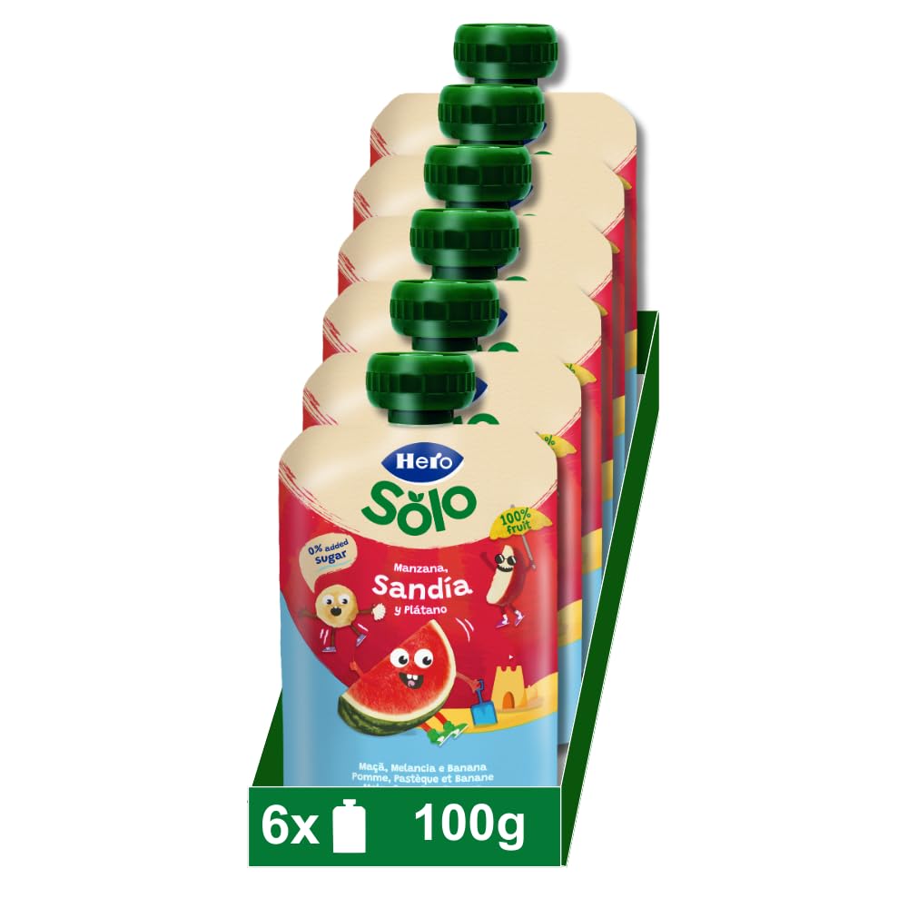 Bolsita Fruta Bebé Manzana Sandía Plátano 100% Natural Sin Conservantes 100g x 6U Desde 6 Meses