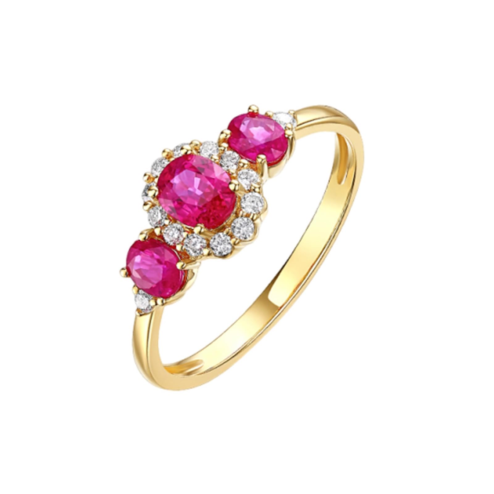 Anillo de rubí de 0,9 quilates para mujer, oro auténtico, elegante anillo de compromiso, anillos de boda para mujeres
