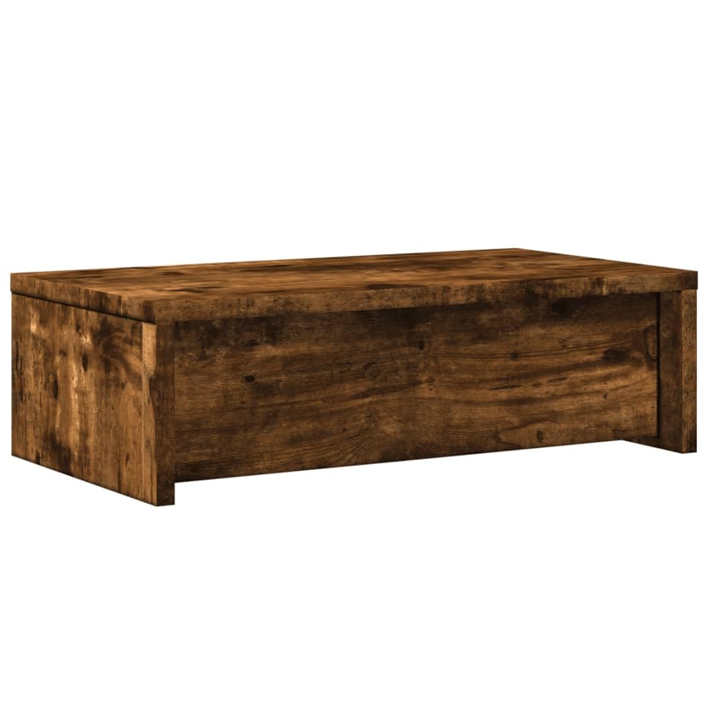 Supporto per monitor con cassetti in rovere affumicato, 50 x 27 x 15 cm, regolabile in altezza, ergonomico, per casa, ufficio, gaming, laptop, PC, notebook, scrivania da terra, porta cavi