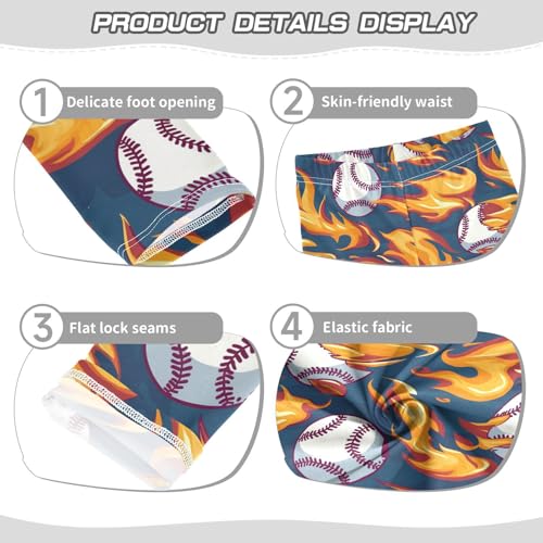 Wusikd Baseball Flames Girls' Leggings Toddler Doodles Kids Yoga Pants Dance Active Tights 4T3