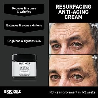 Brickell Men's Products Resurfacing Anti-Aging Cream For Men, Natural and Organic Vitamin C Cream, 59 mL, Scented
