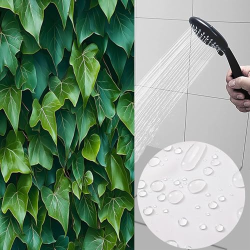 Rideau de douche feuilles de lierre en tissu polyester imperméable lavable 180x200 cm