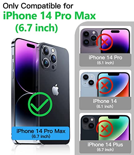 Atatoo For Iphone 14 Pro Max Wallet Case With Sliding Camera Cover, Built-In Card Holder, Shockproof Grade Protective Phone Case For Iphone 14 Pro Max 6.7 Inch 2022 - Blue #TOP1