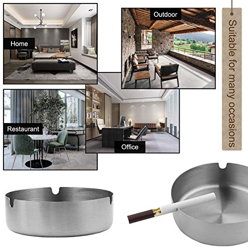 Qualsen 5 Pcs Ashtrays for Outside,Stainless Steel Material Outdoor Ashtray,ash Tray,ashtrays for Inside,ash Trays Outdoors ash Tray Inside,Suitable for Bar,Home Office(10cm) - Image 3