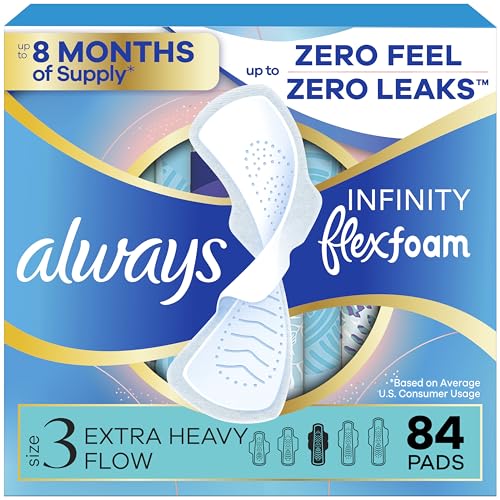 Always Infinity Feminine Pads for Women, Flexfoam Pads with Wings,
