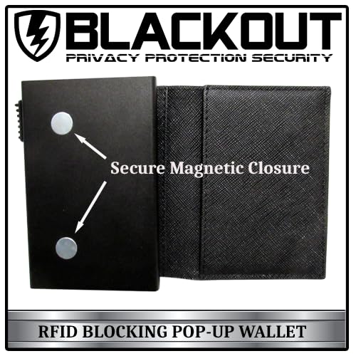 BLACKOUT RFID Blocking Pop Up Wallet Credit Card Holder With Secure Magnetic Closure (Cross Pattern)3