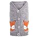 The Worthy Dog Fox Cardigan for Dogs, Small, Gray