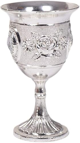 DOITOOL Copa de vino de metal, estilo vintage, con incrustaciones de vidrio de chupito, aleación de zinc, tallo tallado de licor blanco, copas de