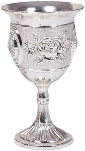 Hemoton Wine Goblet Gem Inlay Zinc Alloy Goblet Wine Cup Liquor for Home Party Bar Random Flower Silver