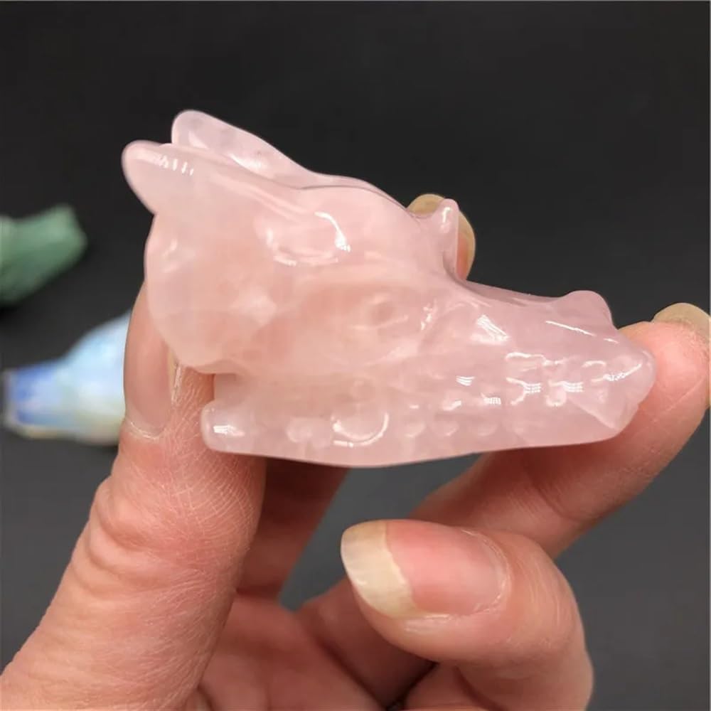 RVBLRDSE Crystal Dragon Skull God Statue Carved Animal Witchcraft Decorative Quartz Gift (Color : Light) Gemstone Stone