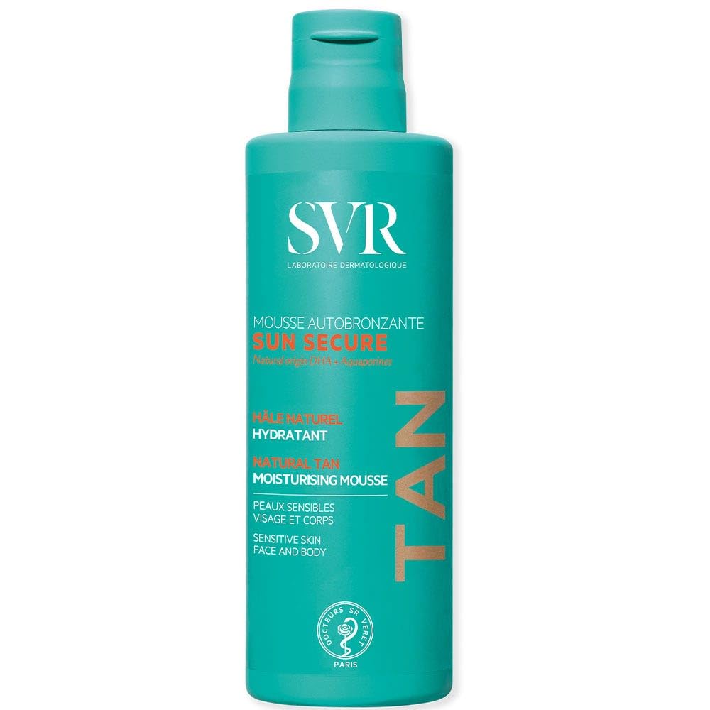 SVR - Sun Secure Mousse Autobronzante - Mousse hidratante Gradual Tan – Para Rostro y Cuerpo – DHA Natural, Glicerina, Vitamina E – 150 ml