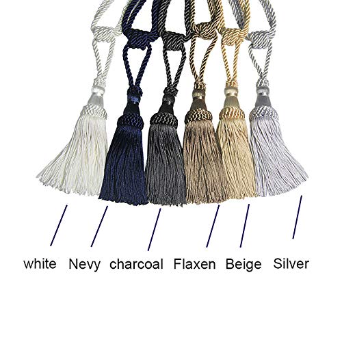 Alzapaños para cortina con borlas beige para recoger y decorar hilos 8