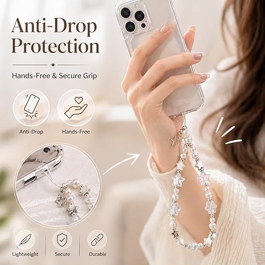 Image of 2 Pcs Phone Charms for Girls, Phone Charm Accessories, Charms for Phone Case, Phone Charms, Flower and Four Leaf Clover Bead Chain