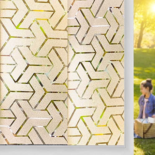 Image of SUNBIRD Window Film Privacy Colorful Window Sticker, Decorative Window Vinyl, Adhesive Home UV Blocking, Heat Insulation Static Cling for Bathroom Office (24 X 100 INCHES, Plus Frost)
