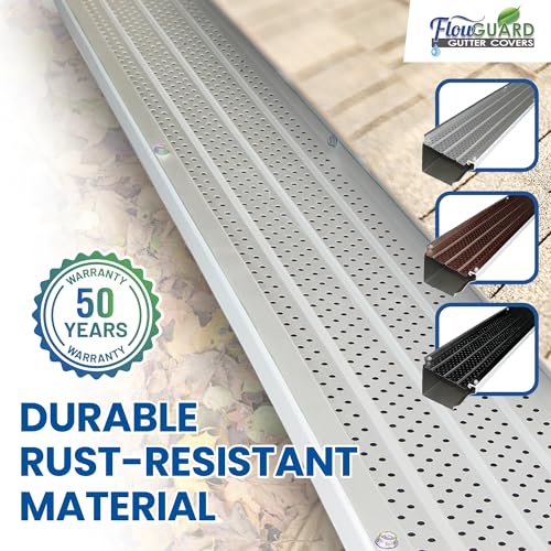 FlowGuard Premium 50Year Gutter Cover System White 5 Inch Aluminum