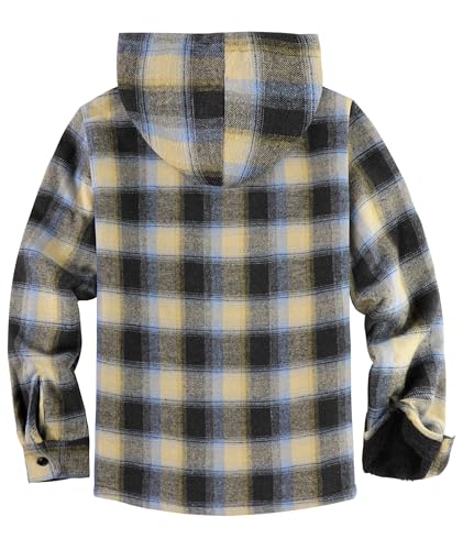 Image of SCODI Mens Flannel Hooded Jacket Fleece Sherpa Lined Zip Up Plaid Hoodies | Machine Wash, Outdoor Activities, Office, Casual, Warm Thick Shirt Jackets, Winter Coat, Heavyweight Sweatshirt, 4 Pockets