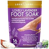 LOVE, LORI Lavender Epsom Salt Foot Soak for Dry Cracked Feet (16oz) - Foot Soaking Salts for Foot Soaking Tub - Pedicure & Foot Spa Soak w/Natural Essential Oils