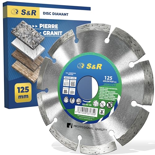 Disque Diamant 125mm S&R - Meule Béton, Pierre, Granit - Pour Meuleuse D'Angle