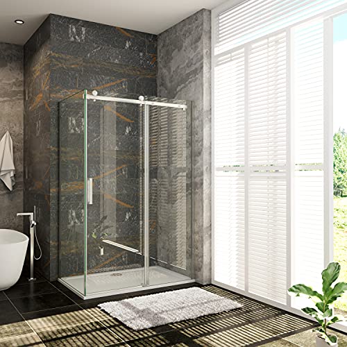 130x70x195CM CABINA DE DUCHA PUERTA CORREDERA CON PANEL LATERAL CRISTAL 6 MM TEMPLADO TRANSPARENTE