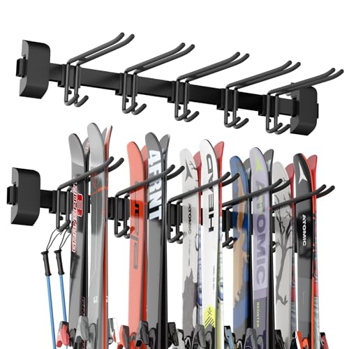 Tdrynl 32' Ski & Snowboard Wall Rack – Heavy-Duty Wall Mounted Ski Storage for...