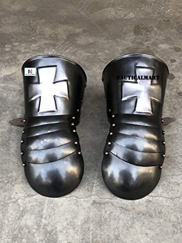 Nautical-Mart Medieval Crusader Knight Gauntlets Armor Gauntlets Warrior Metal Gauntlet (Black)