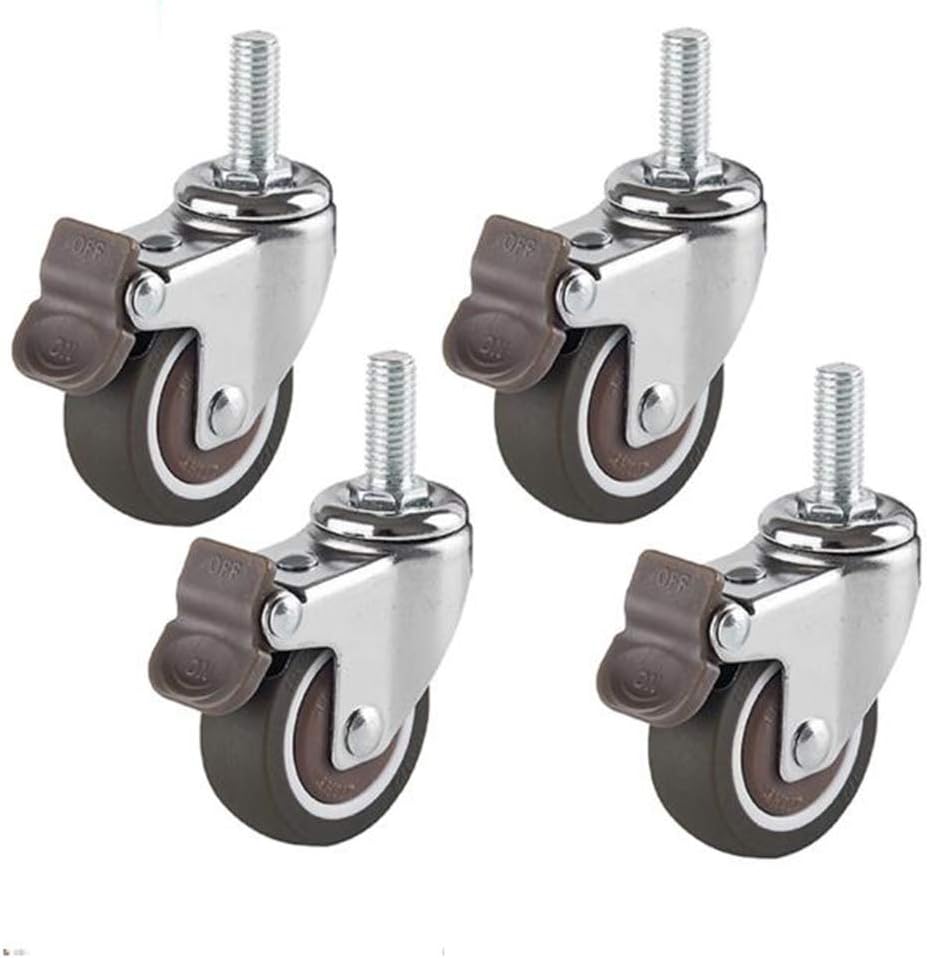 4-piece swivel caster wheels / 50mm heavy duty threaded rod rubber wheel/industrial wheel/crib suitcase with brakes furniture change wheel (screw connection: M8*20mm)