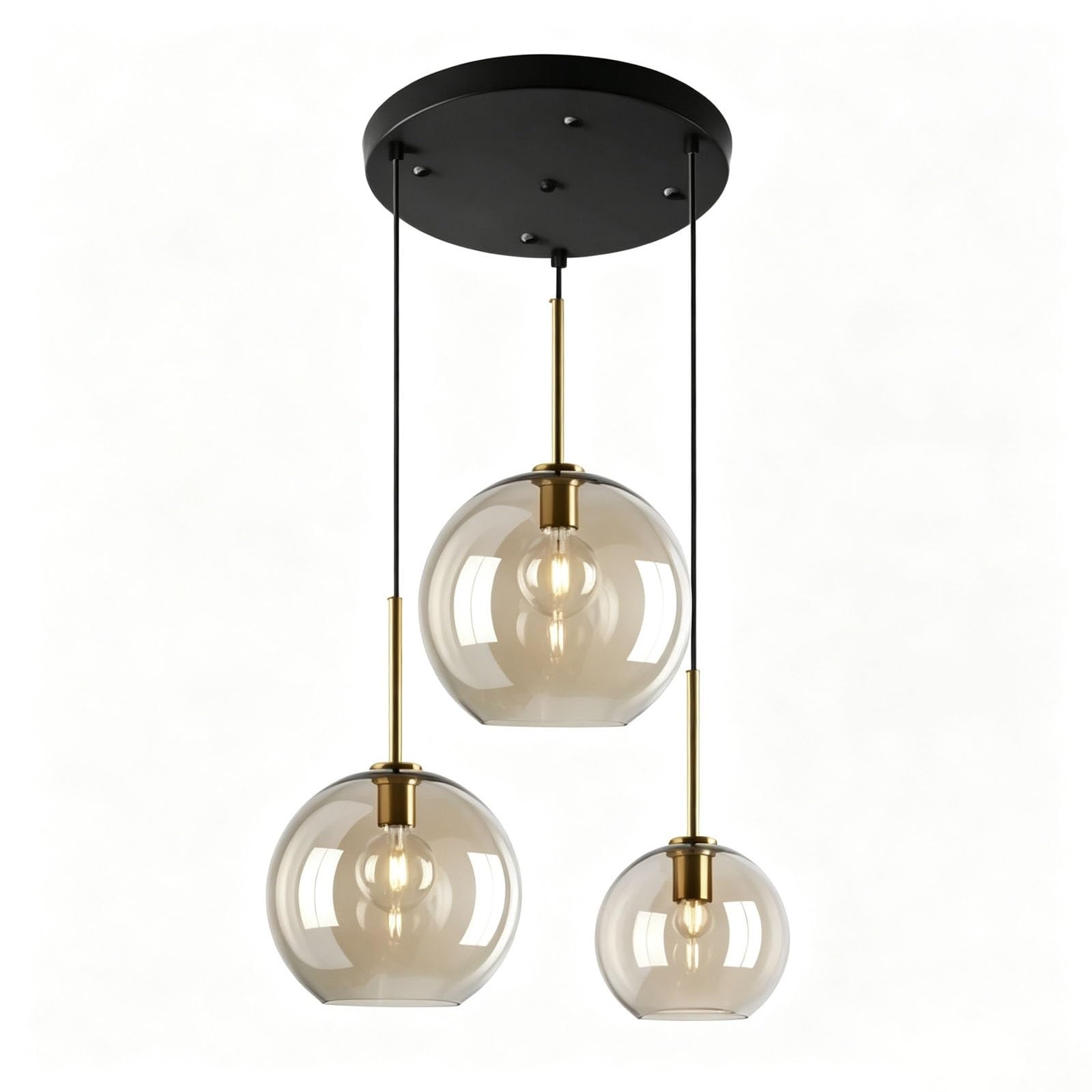 LUOYAOB Modern 3-Light Spherical Pendant Lamp Glass Globe Chandelier