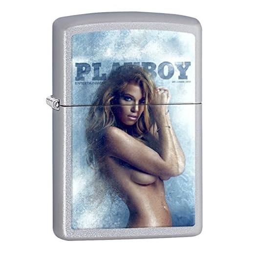 Zippo Lighter: Playboy Cover December 2014 - Satin Chrome