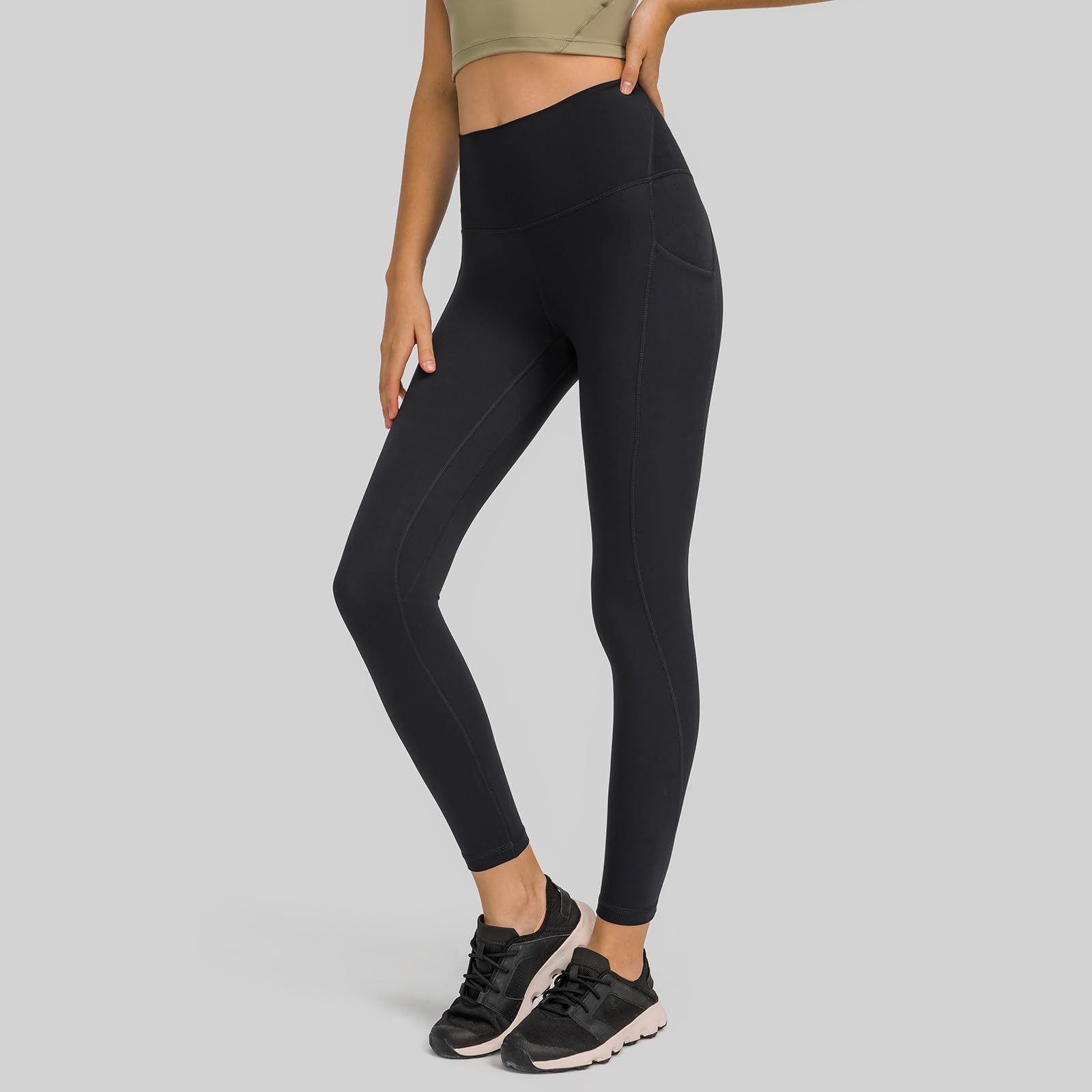 Leggins Sportivi Donna Completo Pilates Yoga Senza Cuciture Pantaloni 3/4 Leggings Scrunch Cotone Lunghi Vita Alta Pantalone Palestra