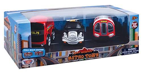 Motormax, 78482 Metro Town Bus/Taxi/Trein mini set spuitgietmodel
