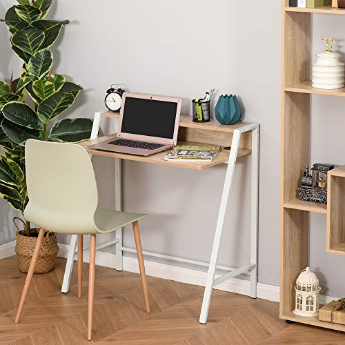 Bureau informatique en bois chêne clair table d'ordinateur compacte