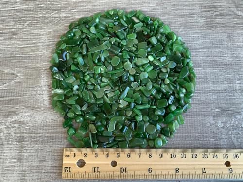 Image of GAF TREASURES 2 oz Lot Natural Semi Nephrite Jade Tumbled Gemstone Chips, Crushed Mini Crystals, Undrilled Crystal Chips (Nephrite Jade)