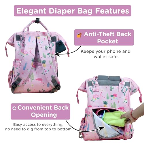 Image of Motherly Patented Diaper Bag Backpack for Moms | Waterproof Baby Travel & Maternity Bag | Spacious Nappy Bag with Insulated Bottle Pockets & Warranty (Floral Series)