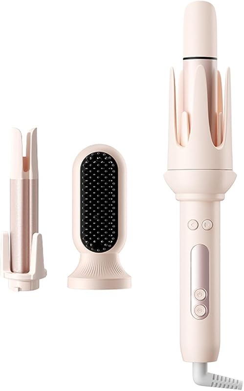 3 in 1 Automatic Hair Curler Set, 1"&1.25" Barrels with Straightening Brush, 3 Temp, Negative Ion Hair Styler for Beach Waves, Loose Curls & Straight Hair, Travel Light