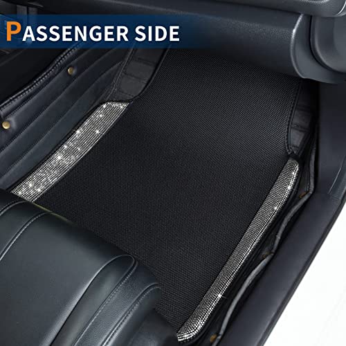 Eing Breathable Universal Bling Anti Slip Car Floor Mat With Crystal Rhinestones For Women & Girls, Pure White #TOP3